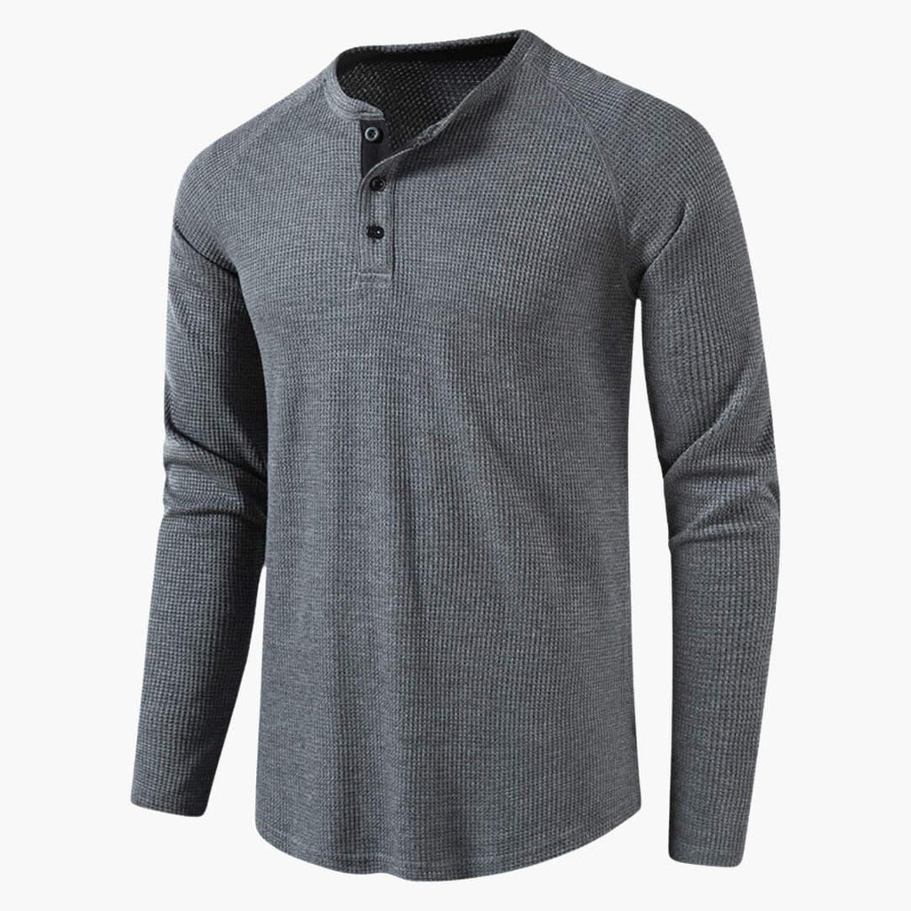 Henley pour homme en maille gaufrée avec manches raglan