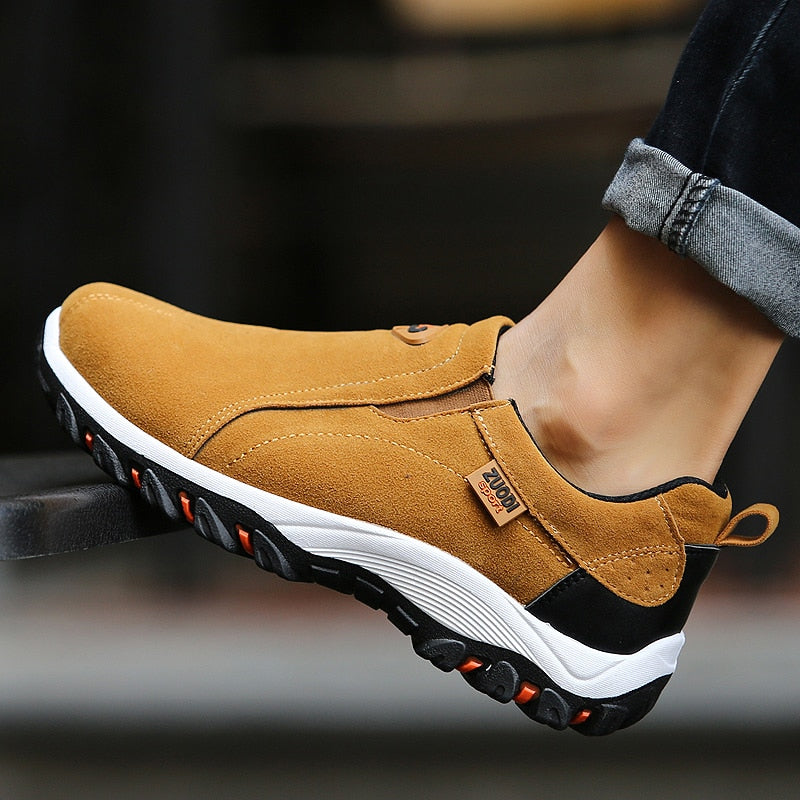 Slip-On Suede-Touch Walking Sneakers with Grip Sole