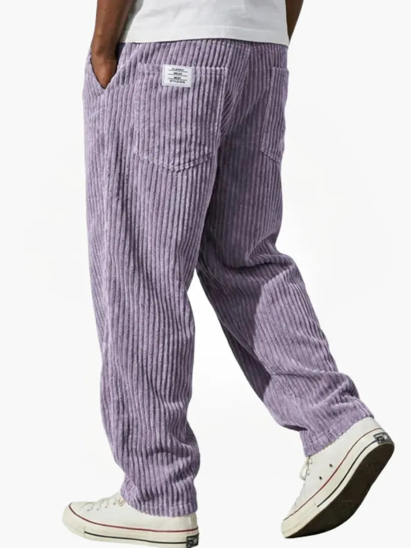 Men's Wide Leg Corduroy Trousers with Patch Pocket