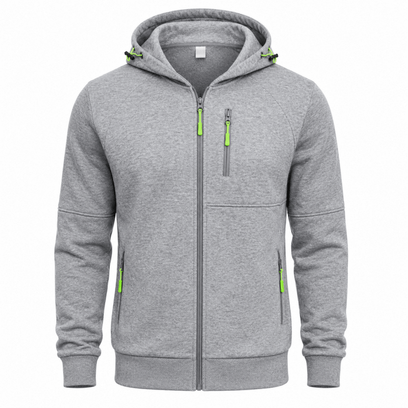 Men's Full-Zip Hooded Fleece Jacket with Zip Pockets