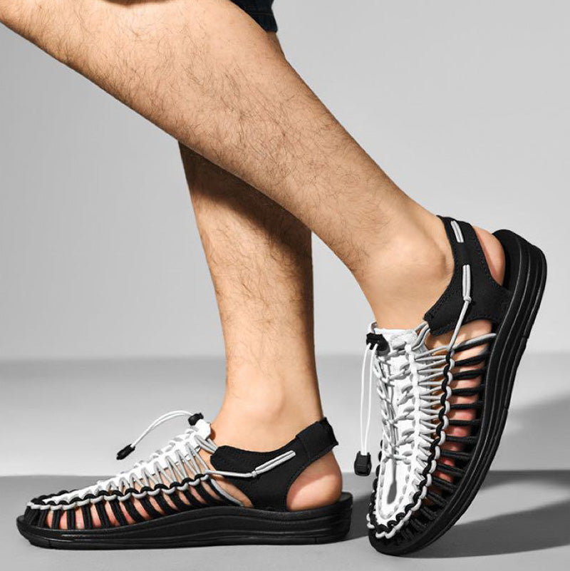 Woven Cord Closed-Toe Sport Sandals with Grip Sole