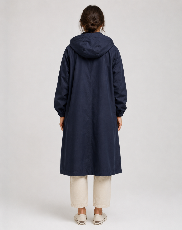 Women's Long Lightweight Coat with Notched Collar
