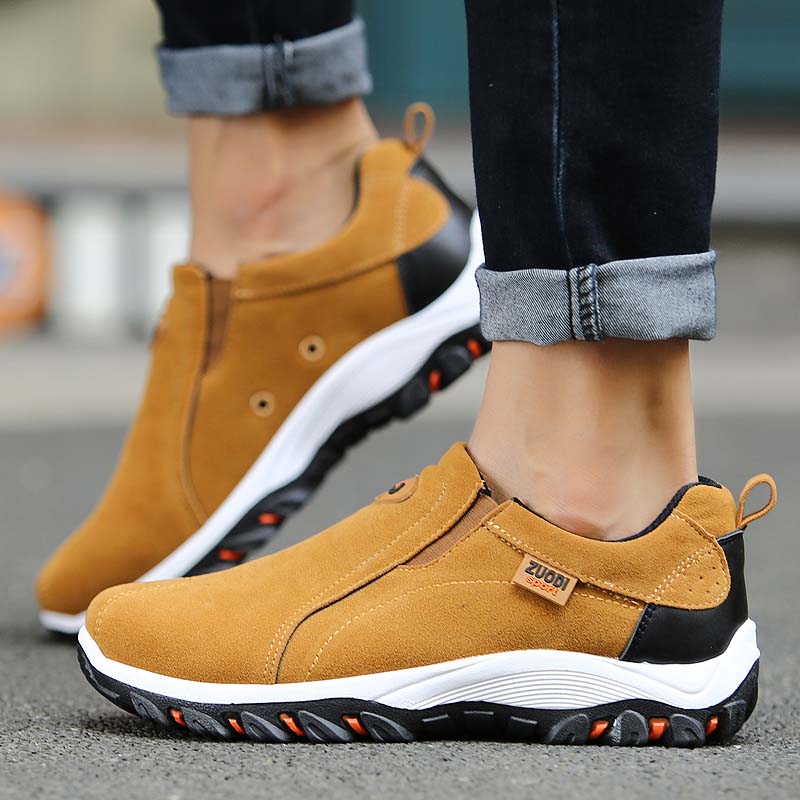 Slip-On Suede-Touch Walking Sneakers with Grip Sole