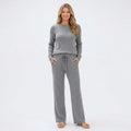Women’s Knit Lounge Set – Long Sleeve Top and Wide Leg Pants