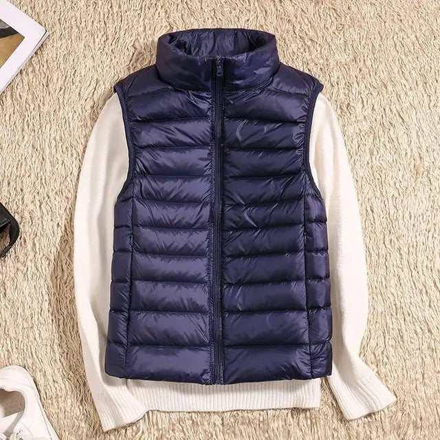 Zip-Front Stand Collar Quilted Puffer Gilet