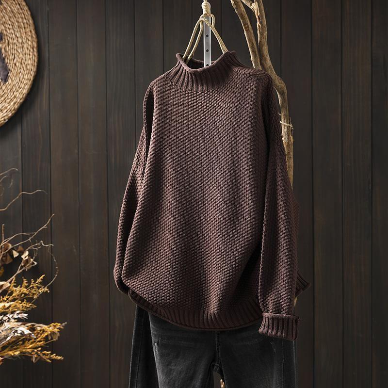 Women's Oversized Mock Neck Waffle Knit Sweater