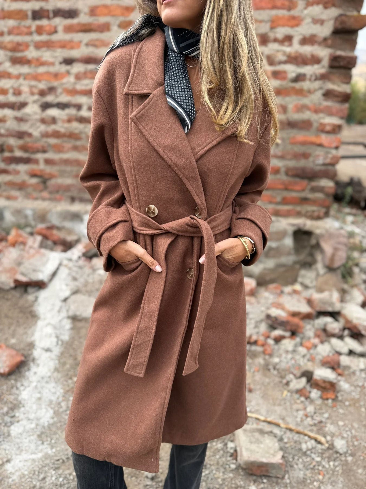 Women's Longline Double-Breasted Tailored Overcoat