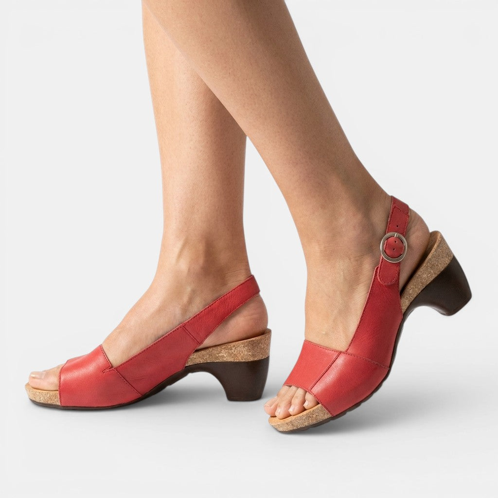 Peep Toe Slingback Cork Block Heel Sandals