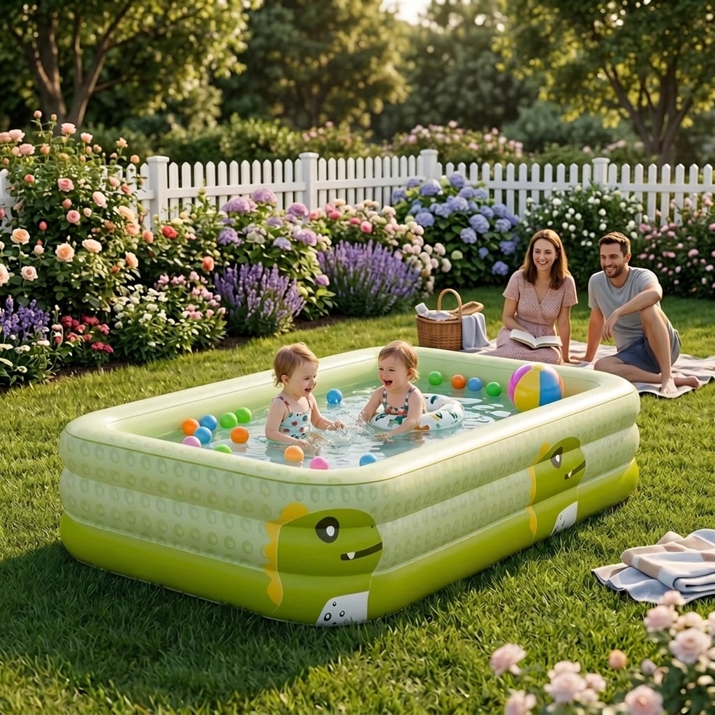 Rectangular Family Inflatable Pool with Three-Tier Design