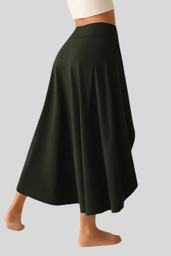 High-Waisted Satin Side Slit Midi Skirt