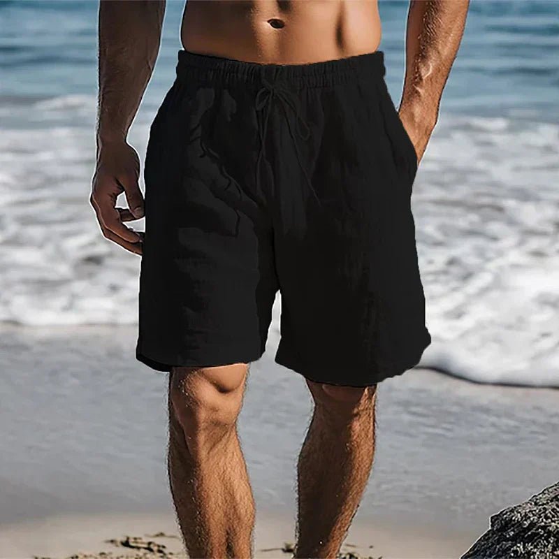 Short de plage en lin à coupe décontractée avec taille à cordon de serrage