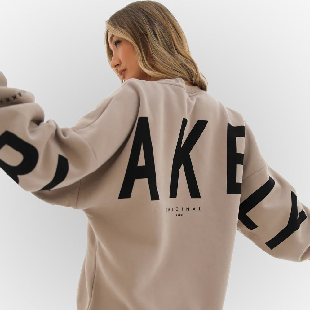 Sweat-shirt oversize à col rond pour femme
