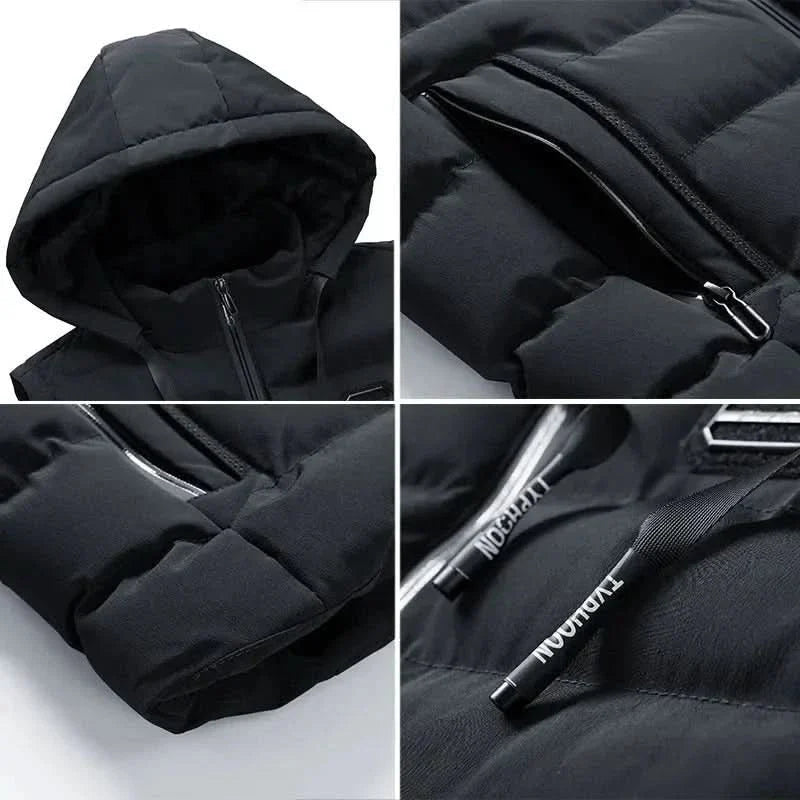Gilet matelassé rembourré à capuche pour homme avec poches zippées