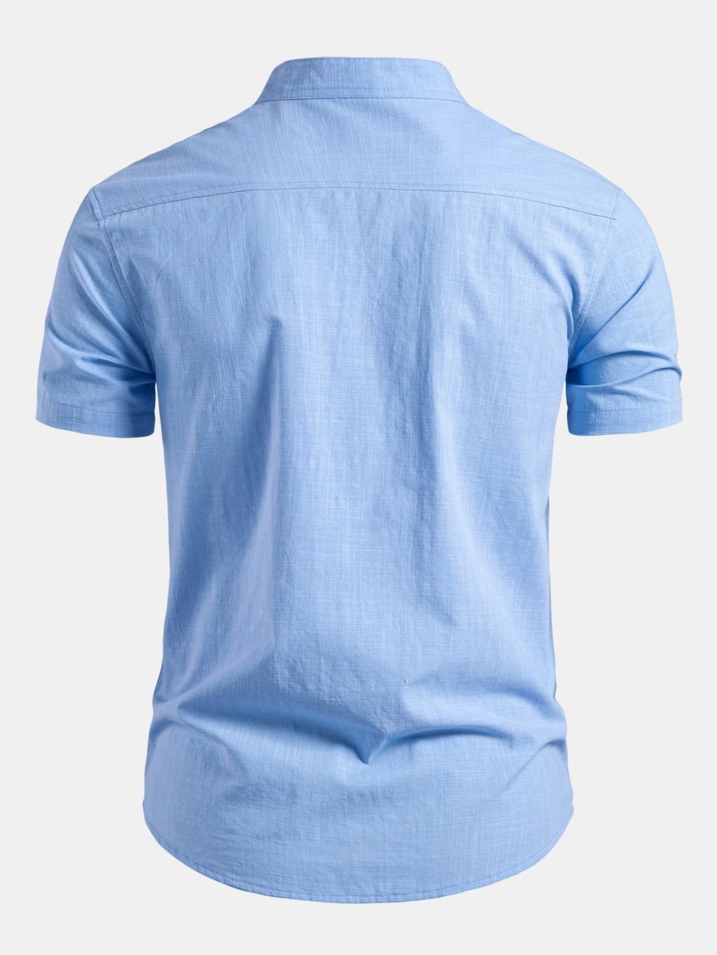 Short Sleeve Linen Shirt with Mandarin Collar
