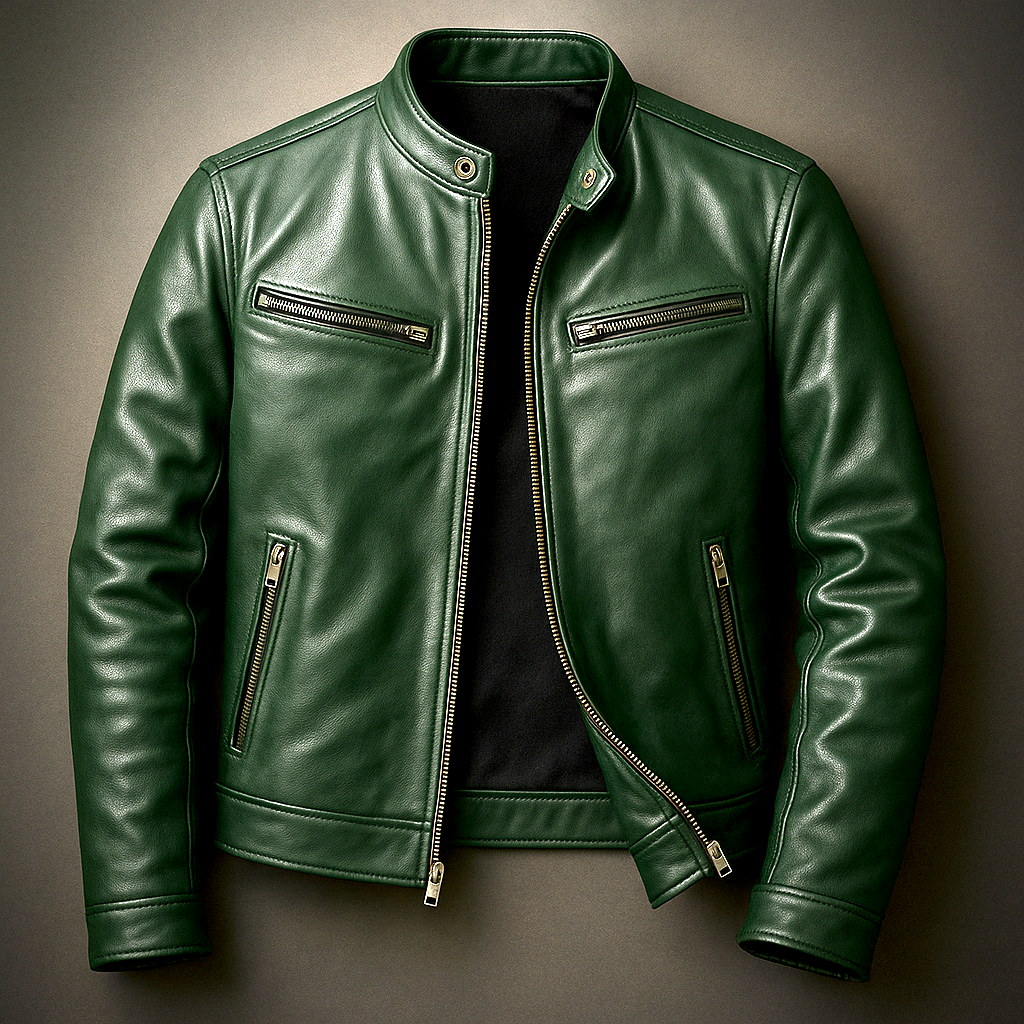 Men's Faux Leather Stand Collar Moto Jacket