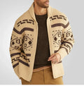Cardigan zippé en maille à col châle et motif western pour homme