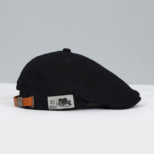 Cotton Newsboy Flat Cap with Adjustable Leather Strap
