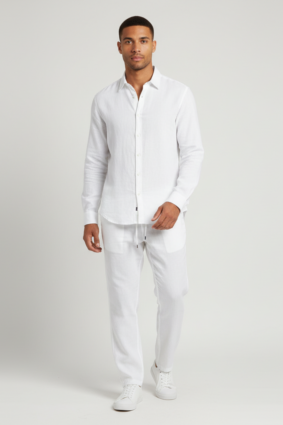 Men's Linen Shirt & Elastic Waist Trouser Set