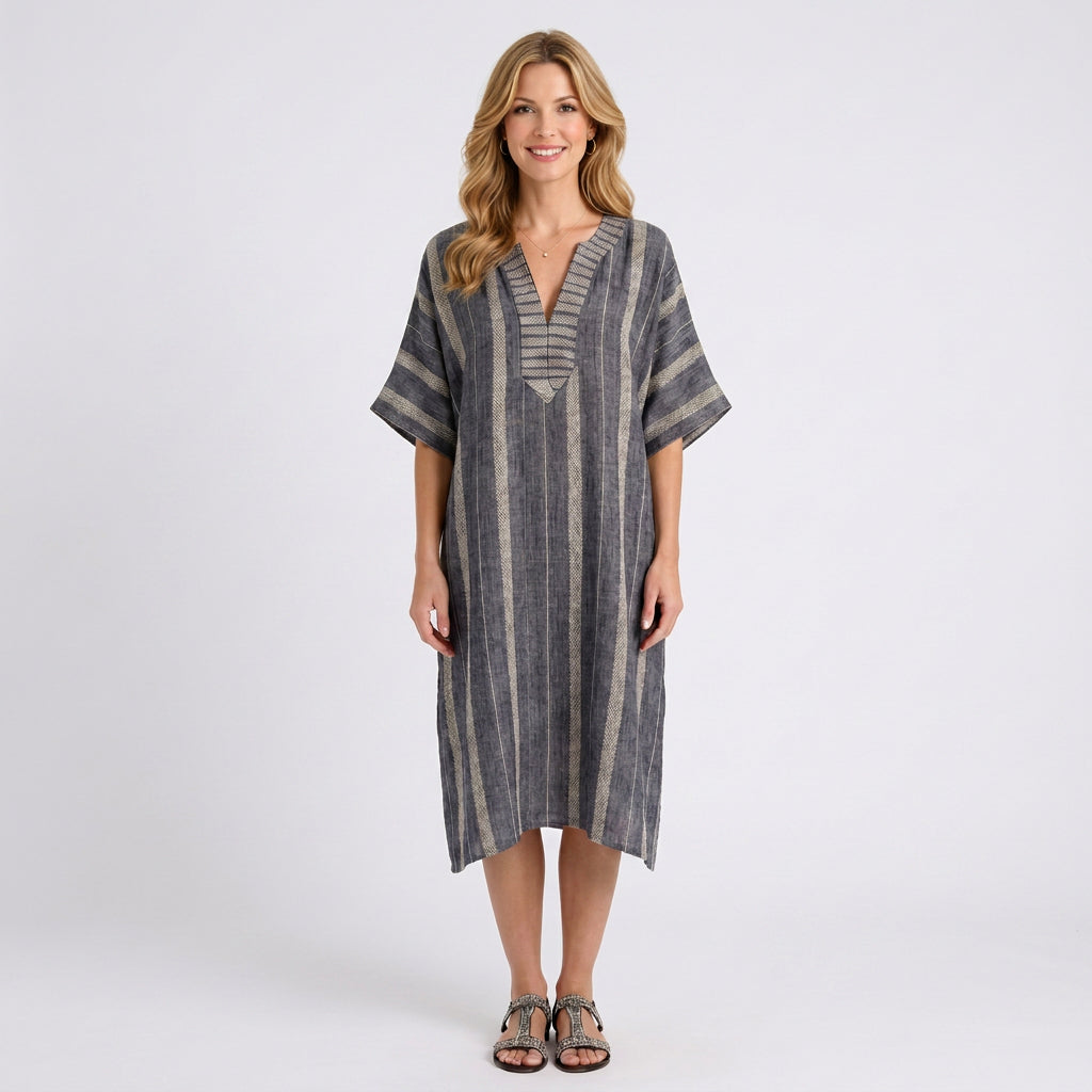 Maxi Dress – Striped Kaftan Relaxed Style