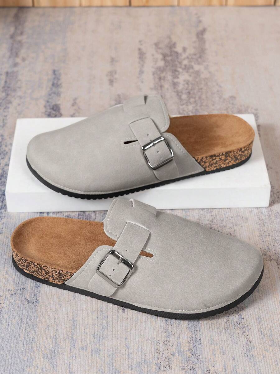 Men's Suede-Effect Closed Toe Buckle Sandals