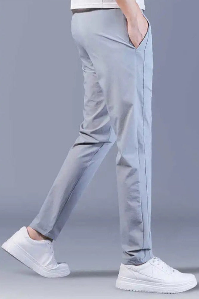 Men's Tapered Stretch Trousers with Drawstring Waist