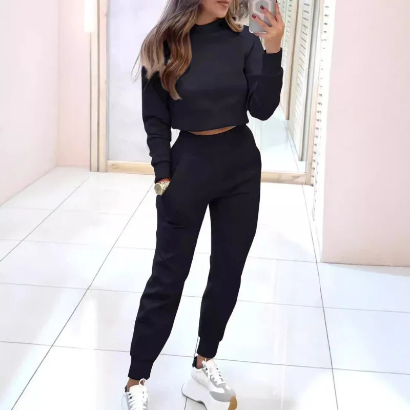 Cropped Sweatshirt and Jogger Loungewear Set