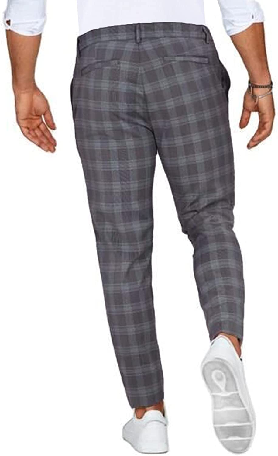 Slim Fit Check Chino Trousers with Tapered Leg