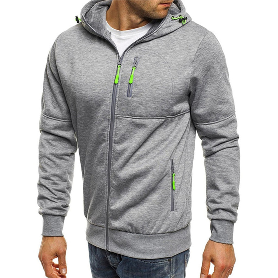 Men's Full Zip Hoodie with Contrast Zip Pockets