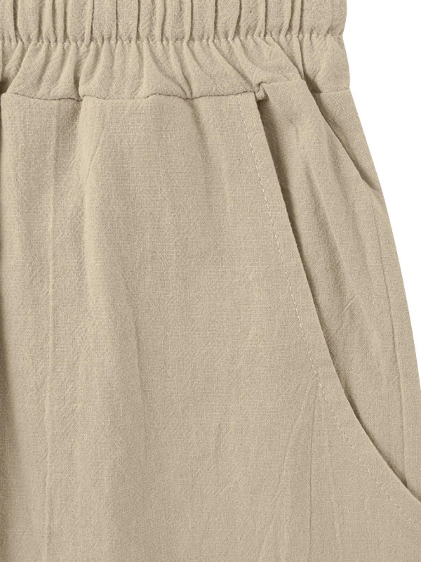Relaxed Fit Linen Blend Trousers with Pintuck Detailing