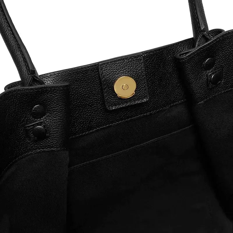 Structured Winged Tote Bag with Gold Clasp