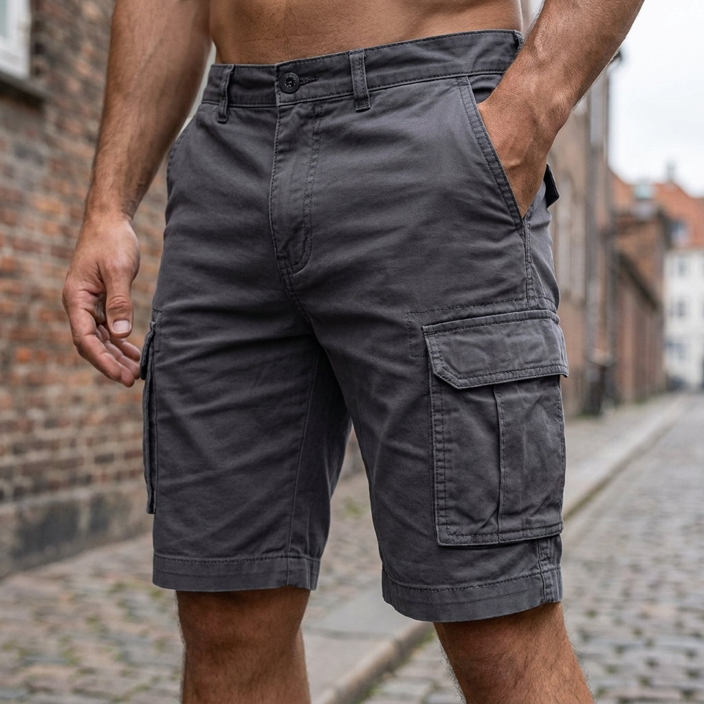 Cotton Cargo Shorts with Utility Side Pockets