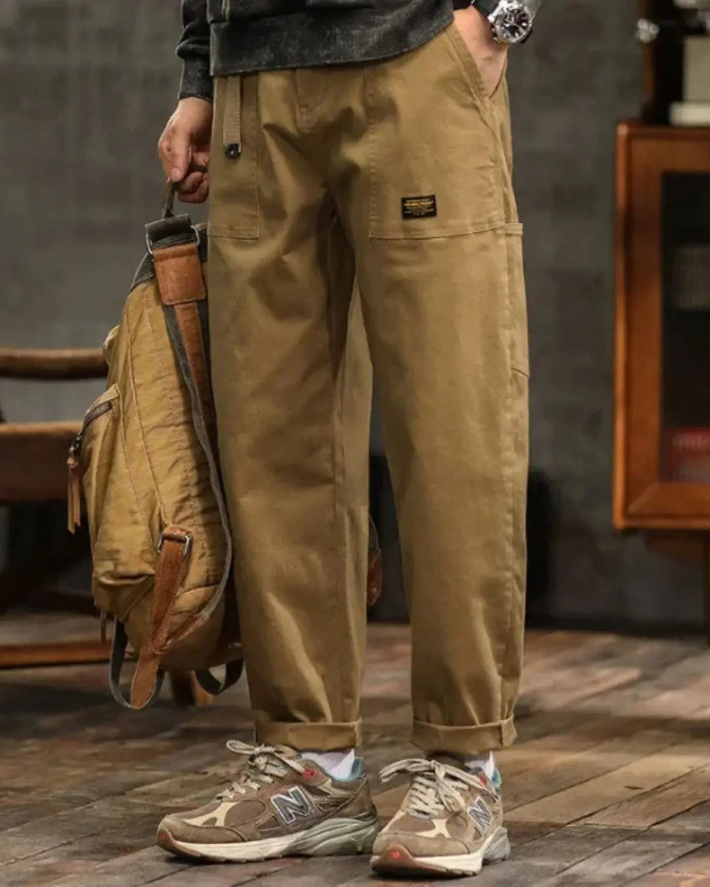 Vintage Cargo Trousers with Rolled Cuff Detail