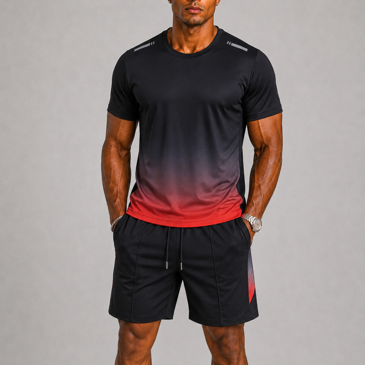 Ensemble deux pièces composé d’un tee-shirt de sport ombré et d’un short