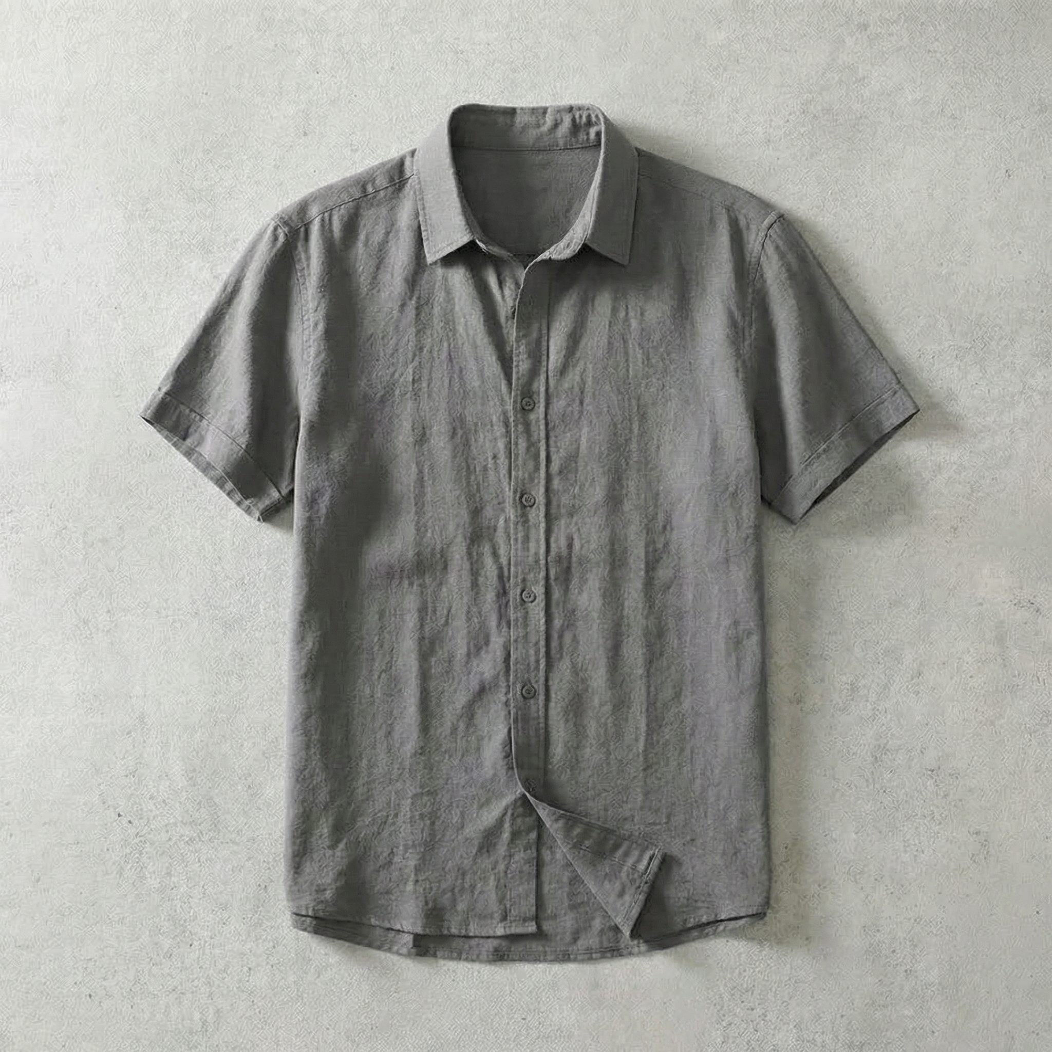 Short Sleeve Cotton Shirt with Classic Collar