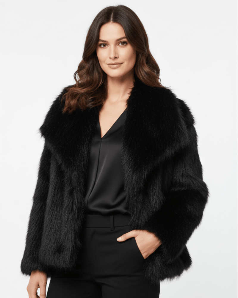 Women's Faux Fur Open Front Cropped Jacket