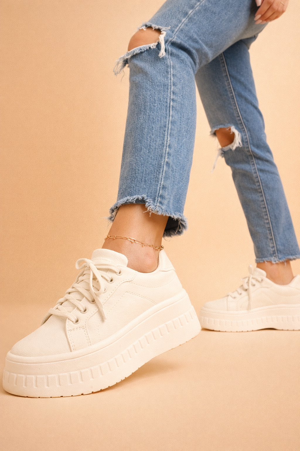 Women's Chunky Platform Lace-Up Sneakers