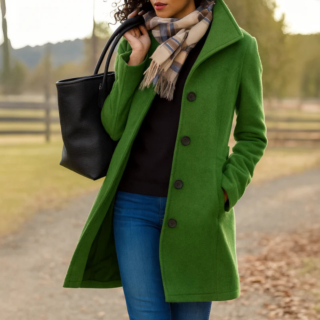 Women's Wool Blend Button-Up Longline Coat