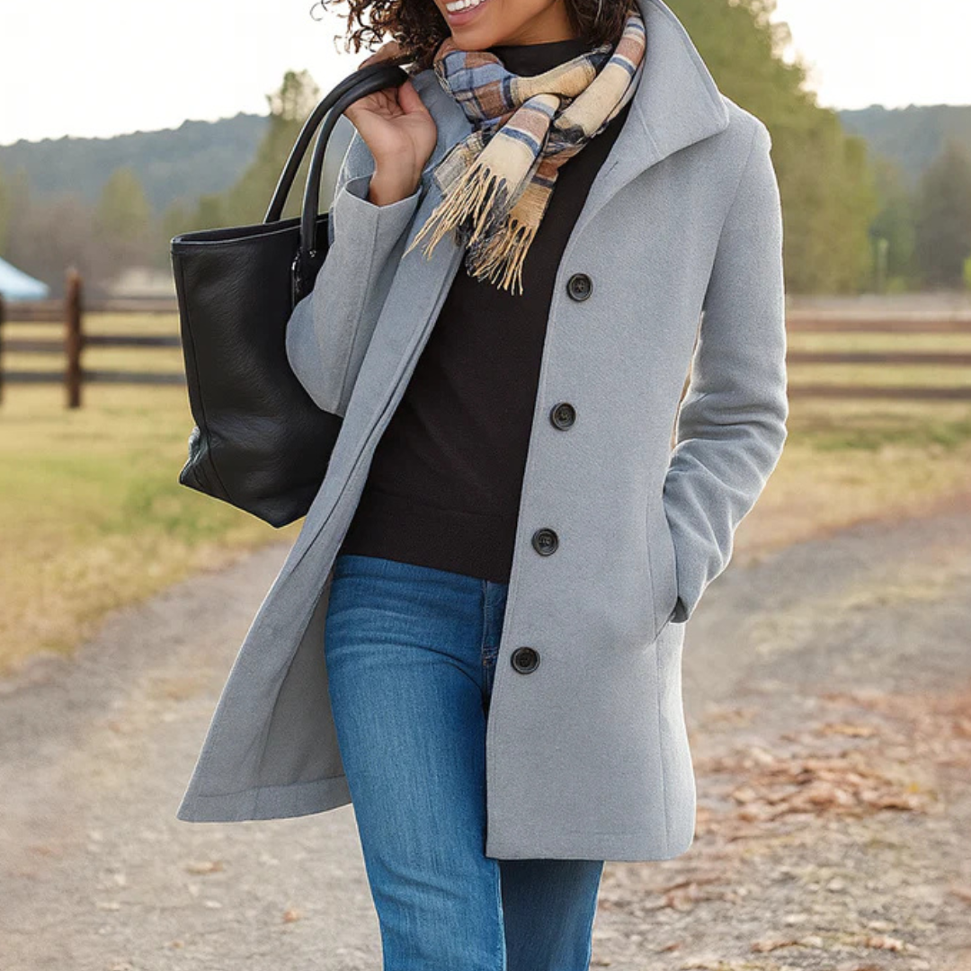 Women's Wool Blend Button-Up Longline Coat