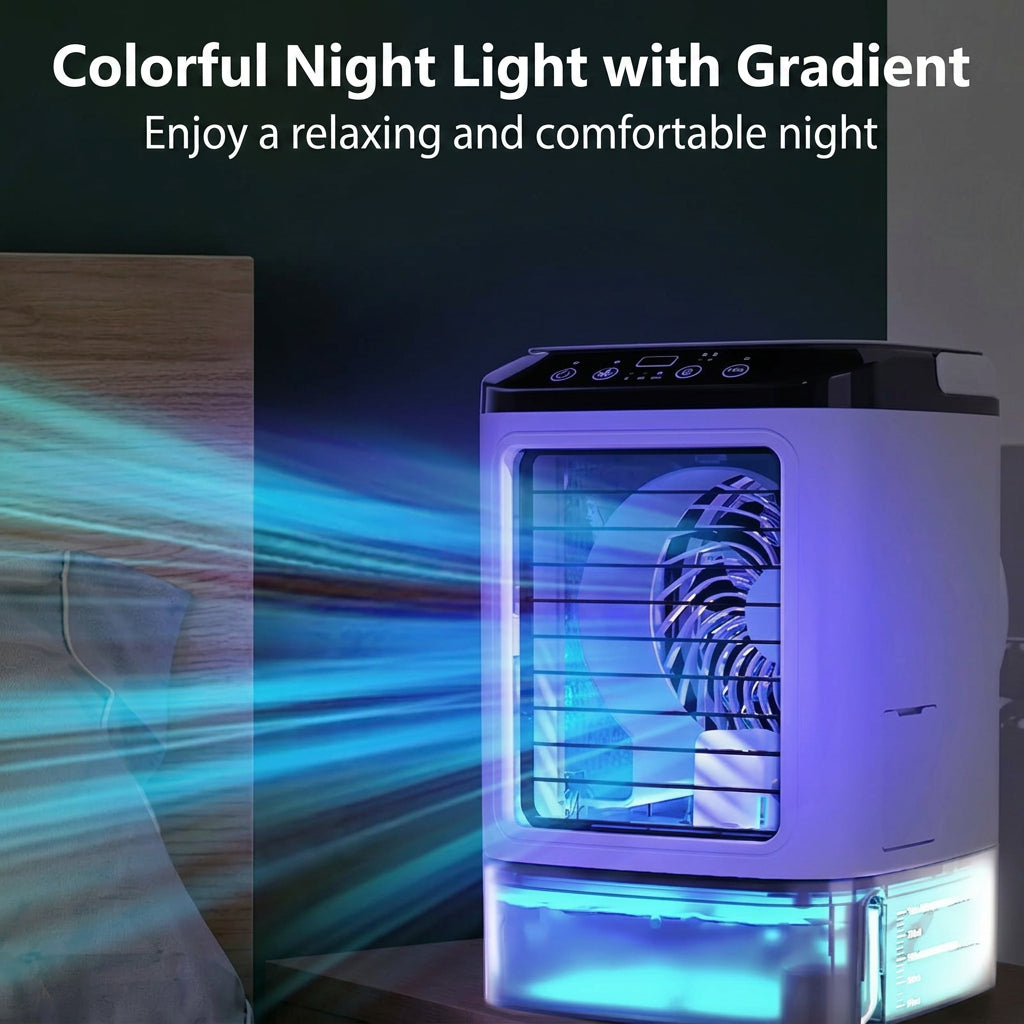 Portable Mini Air Cooler with Water Tank and LED Light