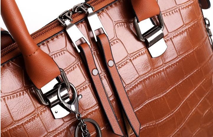 Croc Embossed 4-Piece Handbag Set with Crossbody Bags