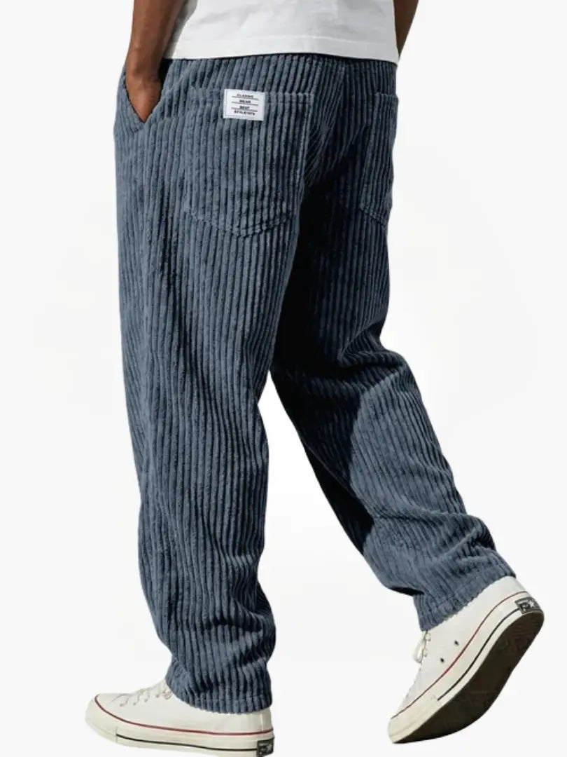 Men's Wide Leg Corduroy Trousers with Patch Pocket