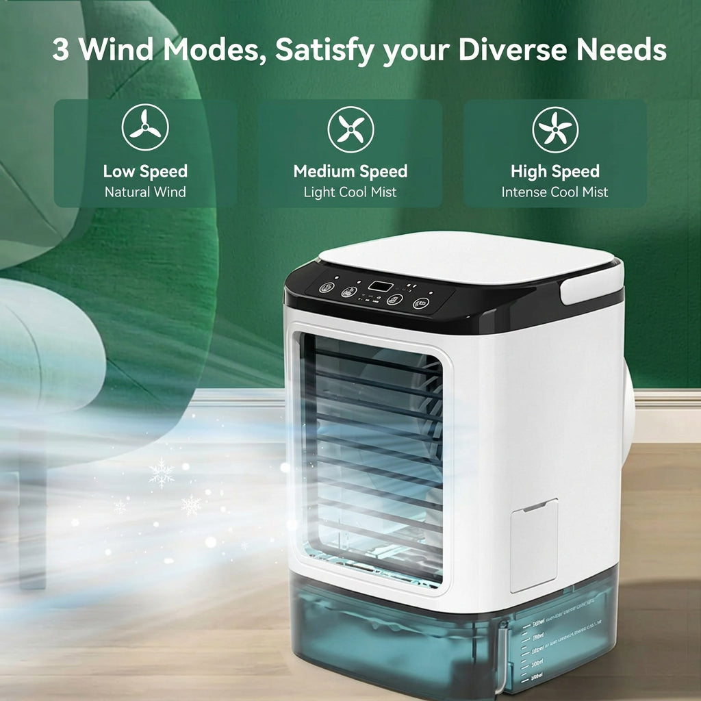 Portable Mini Air Cooler with Water Tank and LED Light