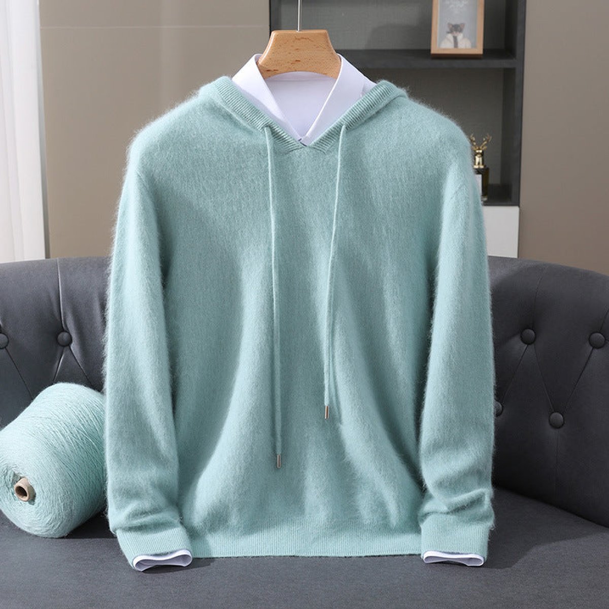 Men's Brushed Knit Hooded Pullover Sweater