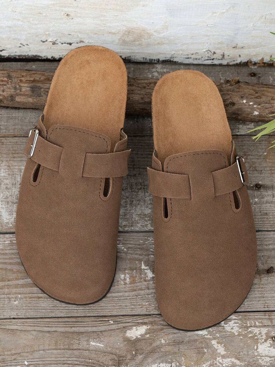 Men's Suede-Effect Closed Toe Buckle Sandals