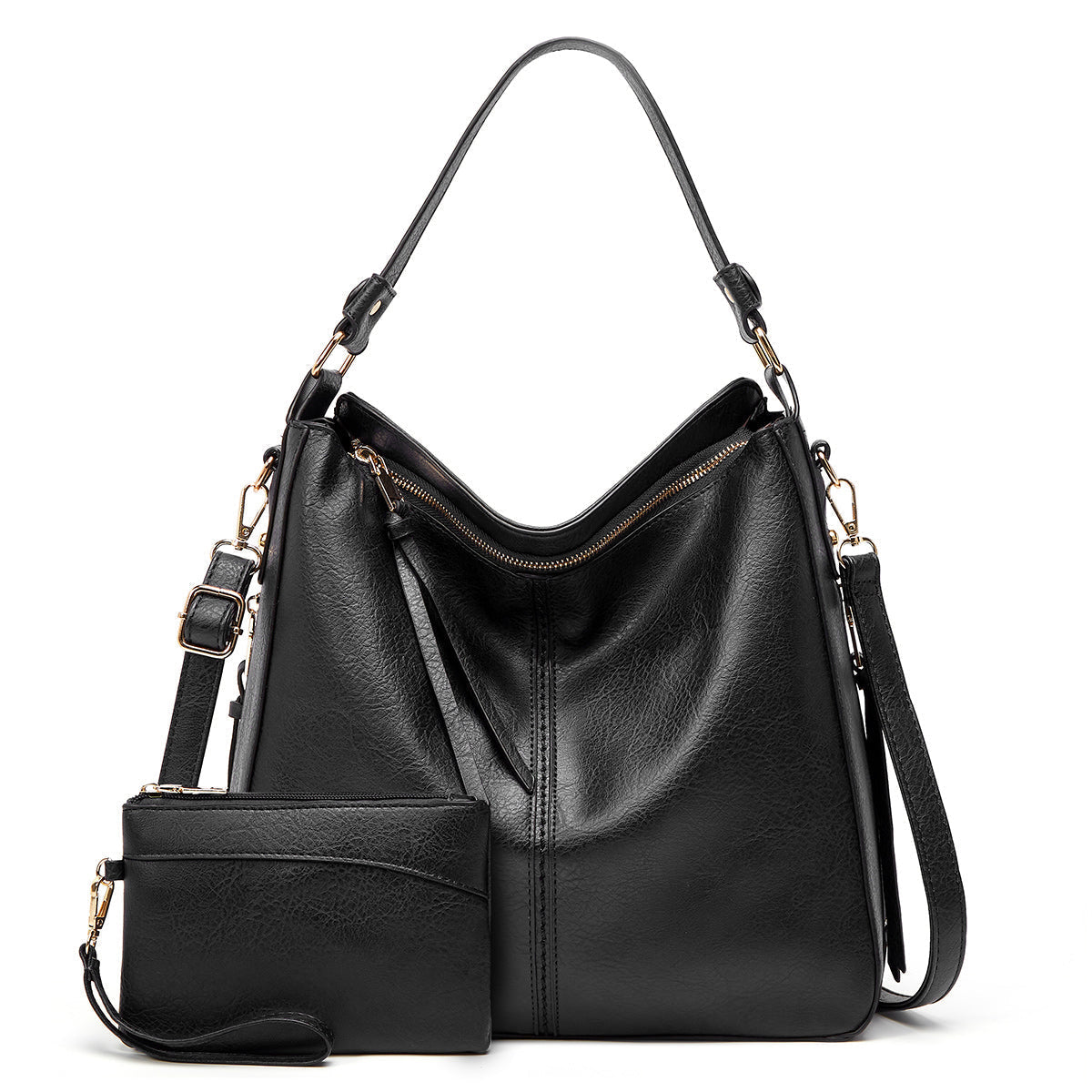 Women's Hobo Bag with Detachable Pouch and Strap