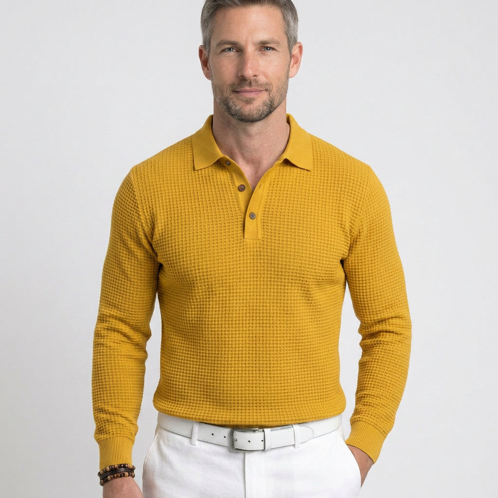 Men’s Long Sleeve Knit Polo Shirt