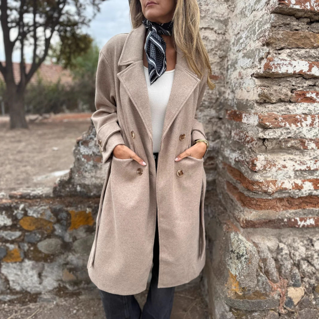 Women's Longline Double-Breasted Tailored Overcoat