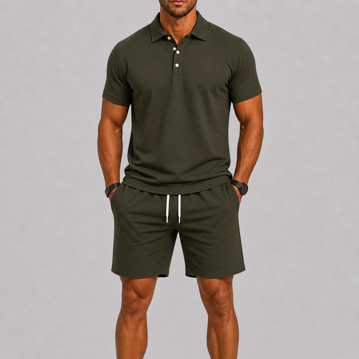 Ensemble deux pièces composé d’un polo en piqué et d’un short