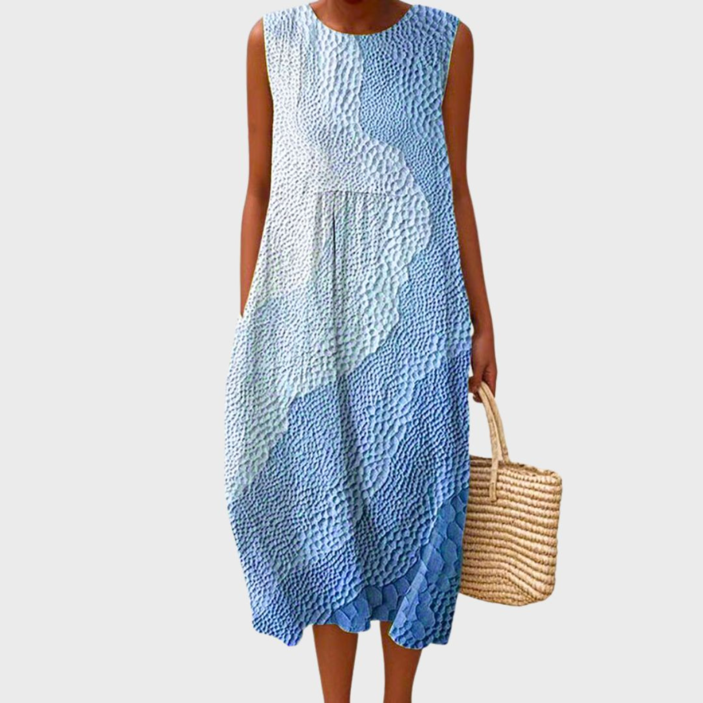 Colour Block Gingham Sleeveless Midi Dress