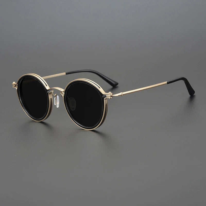 Lunettes de soleil steampunk vintage à monture ronde en métal